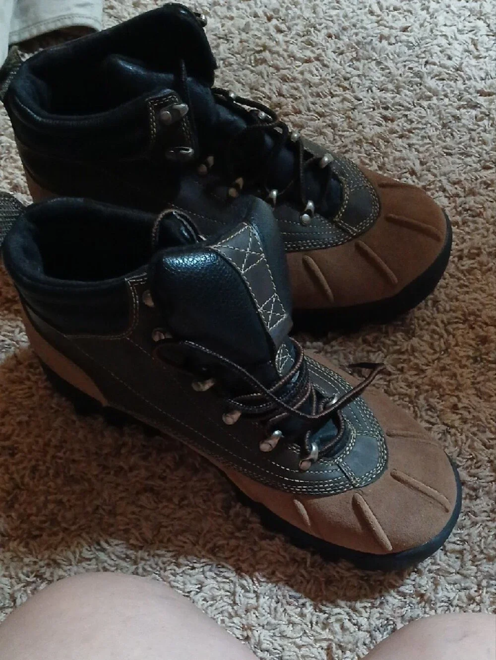 Cherokee Brown and Black Lace-Up Hiking Boots